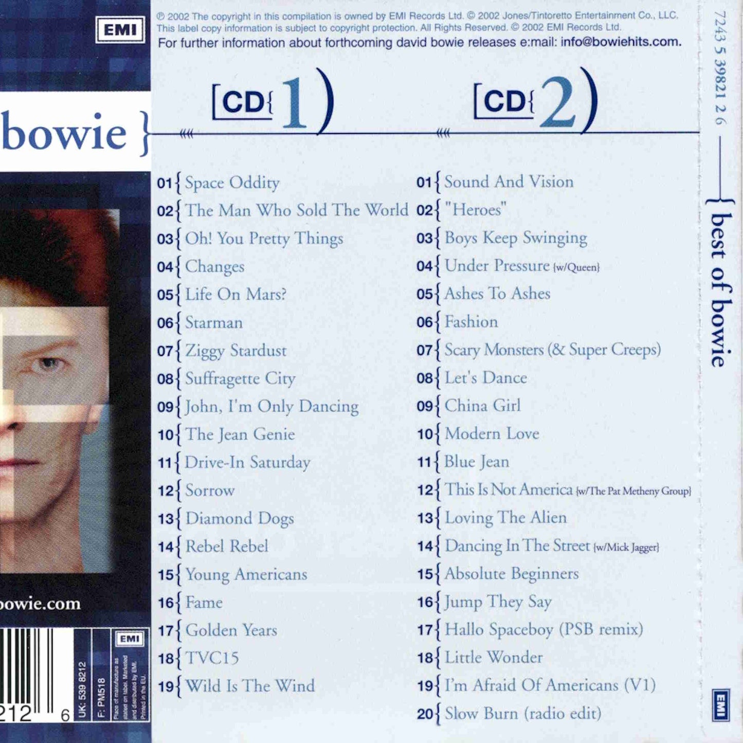 david bowie best of bowie cd compilation back cover