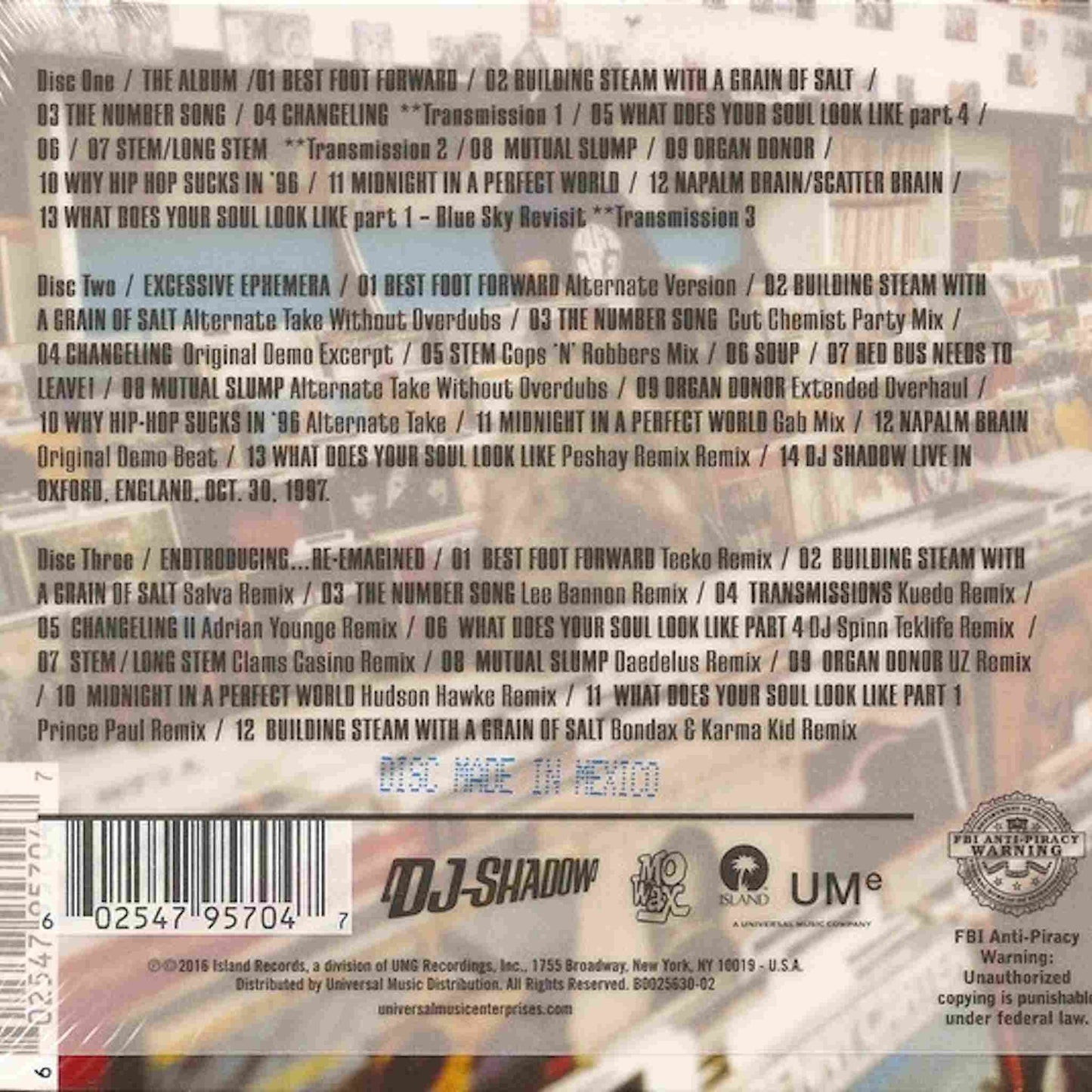 dj shadow entroducing deluxe edition cd tracks