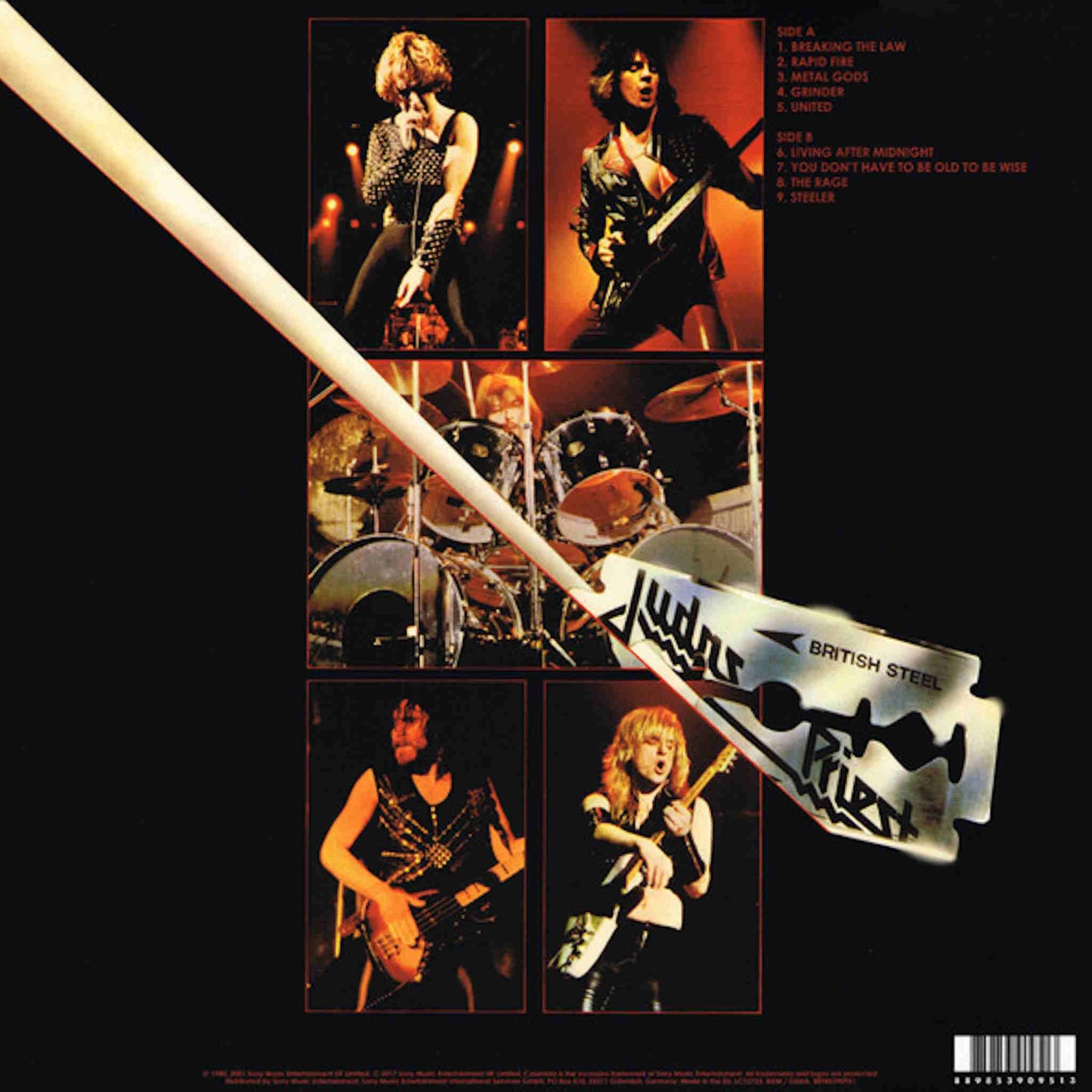judas priest vinyl back cover british steel