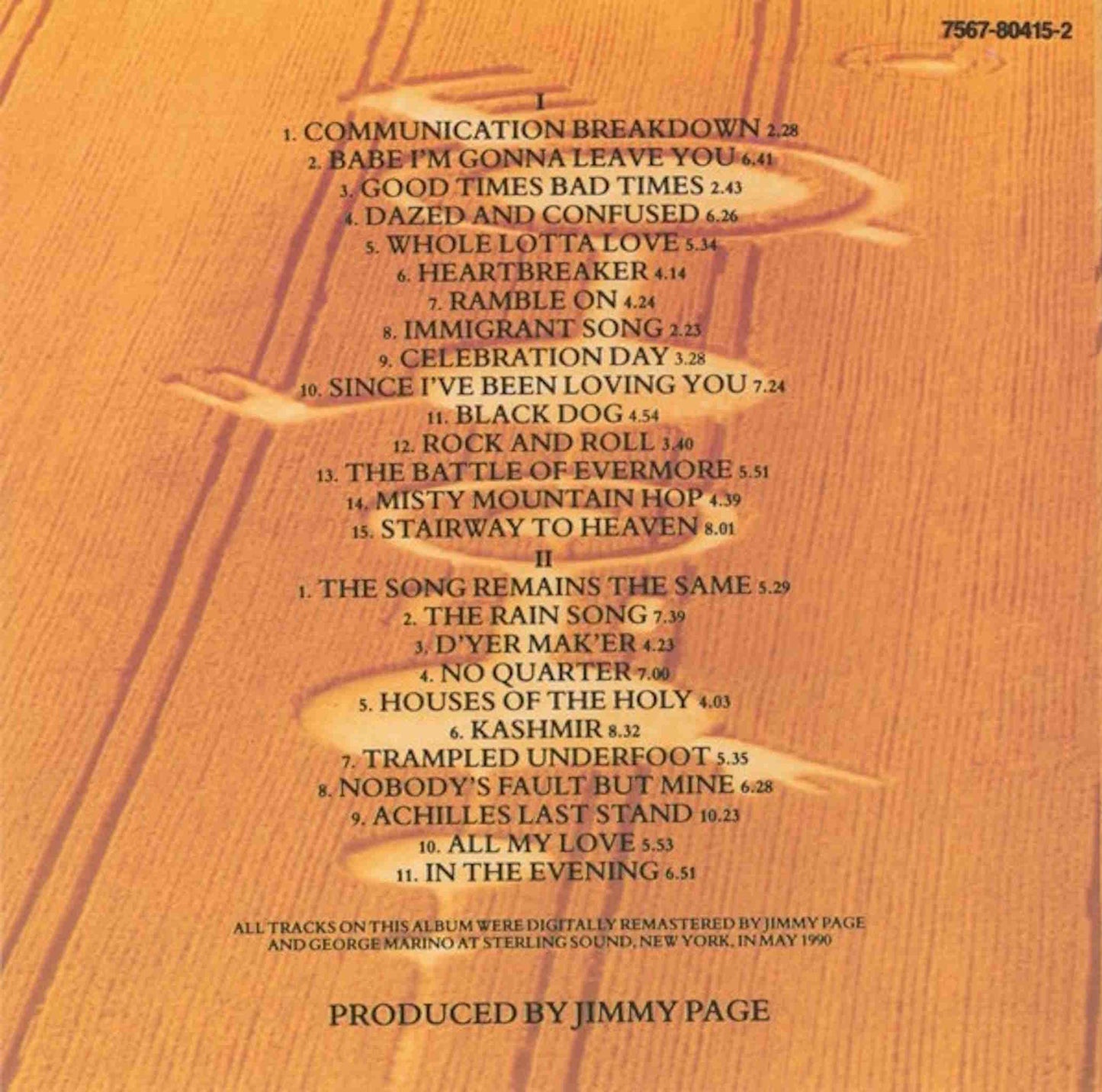 led zeppelin cd compilation remasters back cover