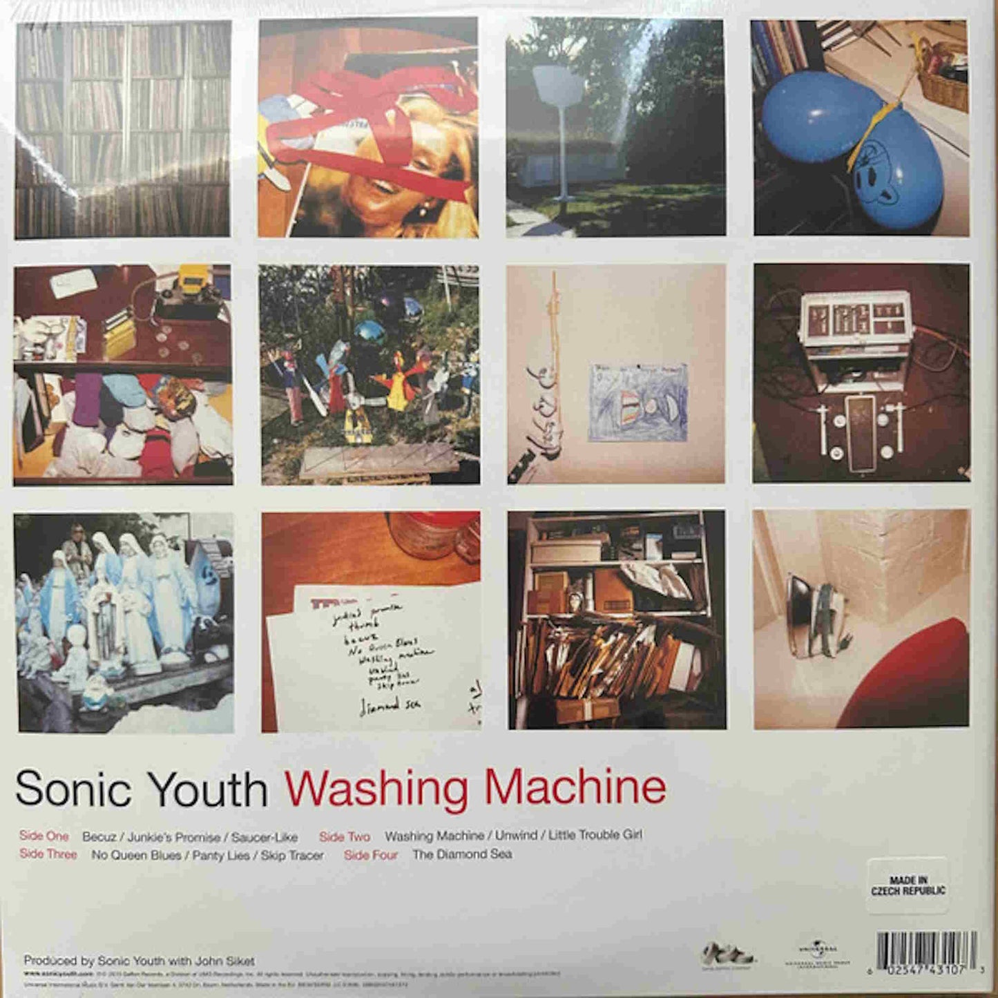 sonic youth vinyl washing machine back cover