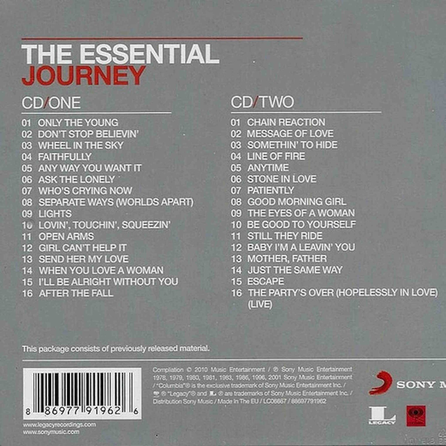 journey the essential cd compilation back cover
