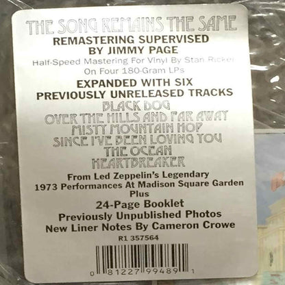led zeppelin vinyl the soundtrack from the film song remains the same label sticker